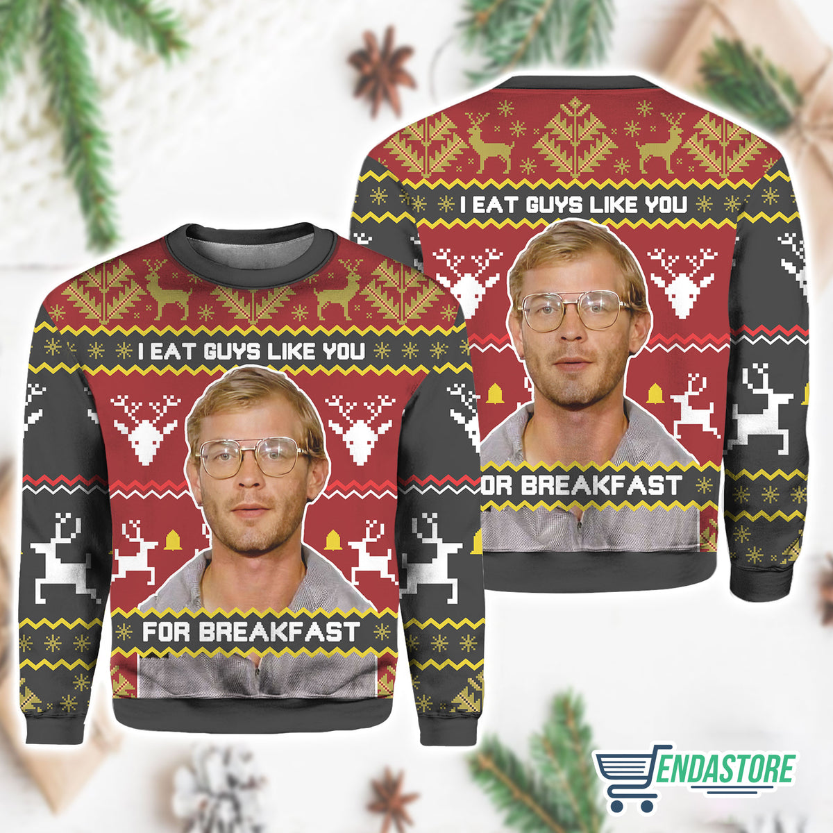 Jeffrey Dahmer I Eat Guys Like You For Breakfast 3D Christmas Sweater - Holiday Gift product image 3