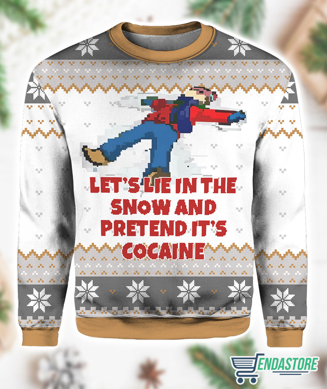 Let’s Lie In The Snow And Pretend It’s Cocine Dank 3D Ugly Christmas Sweater - Holiday Gift product image