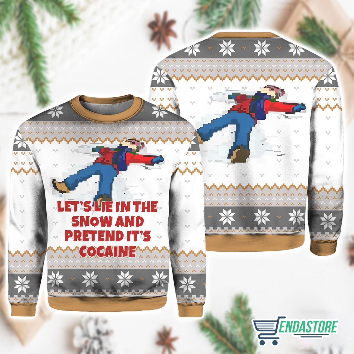Let’s Lie In The Snow And Pretend It’s Cocine Dank 3D Ugly Christmas Sweater - Holiday Gift product image 3