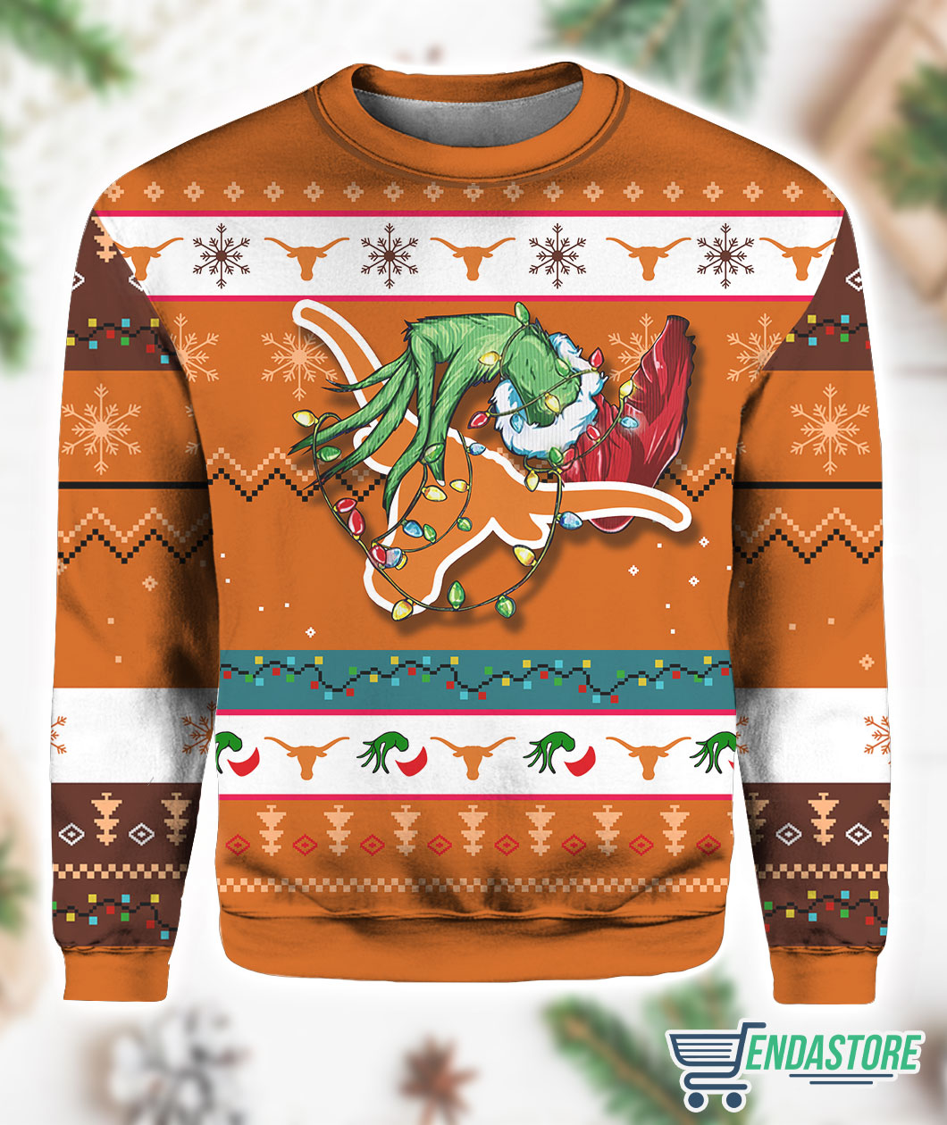 Longhorns Grnch 3D Ugly Christmas Sweater - Holiday Gift product image 2