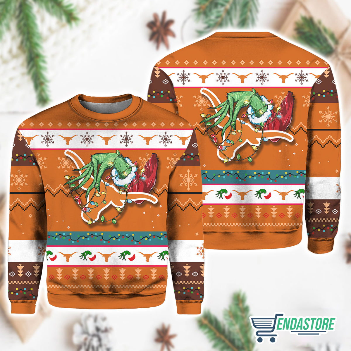 Longhorns Grnch 3D Ugly Christmas Sweater - Holiday Gift product image 4