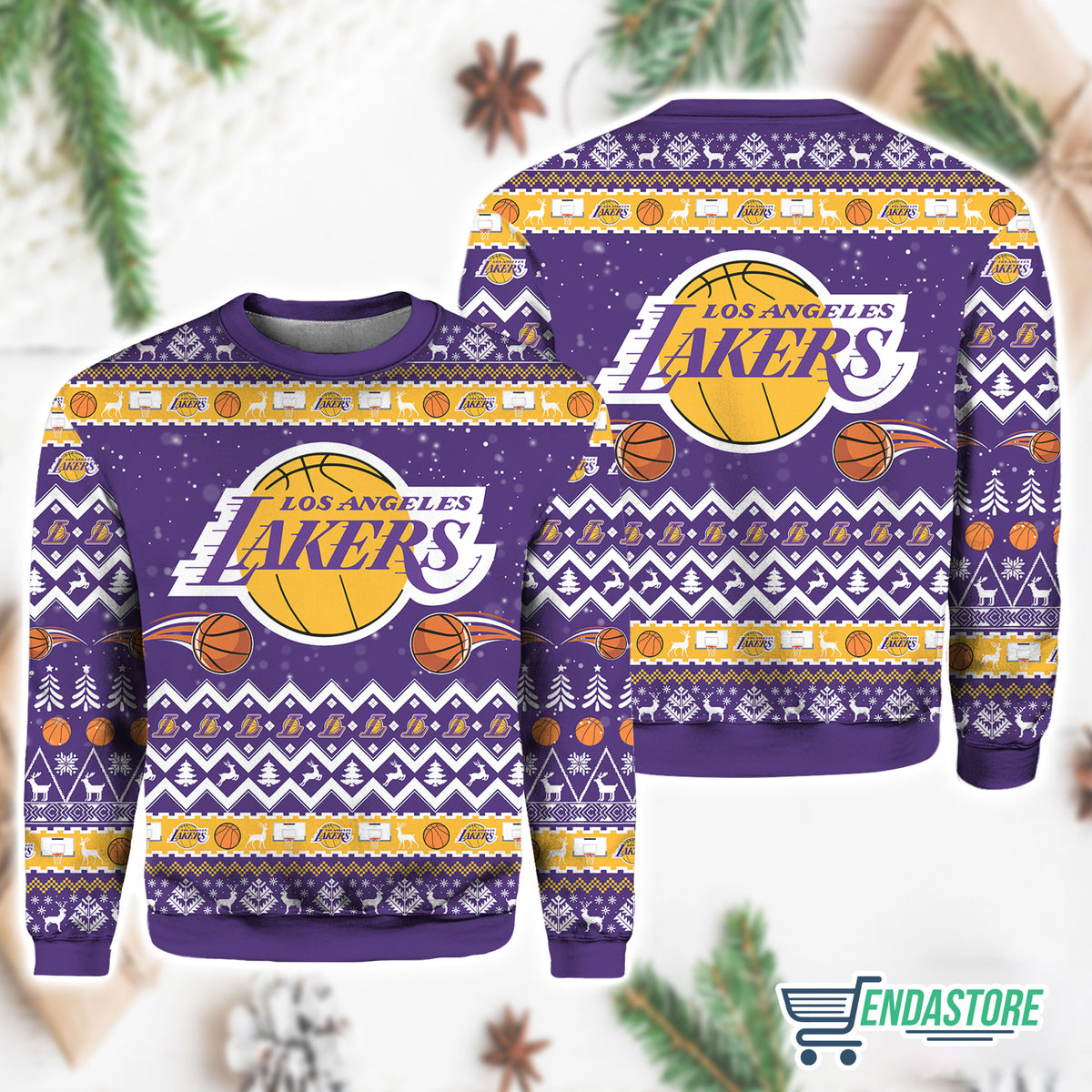 Los Angeles Lakers 3D Ugly Christmas Sweater - Holiday Gift product image 3