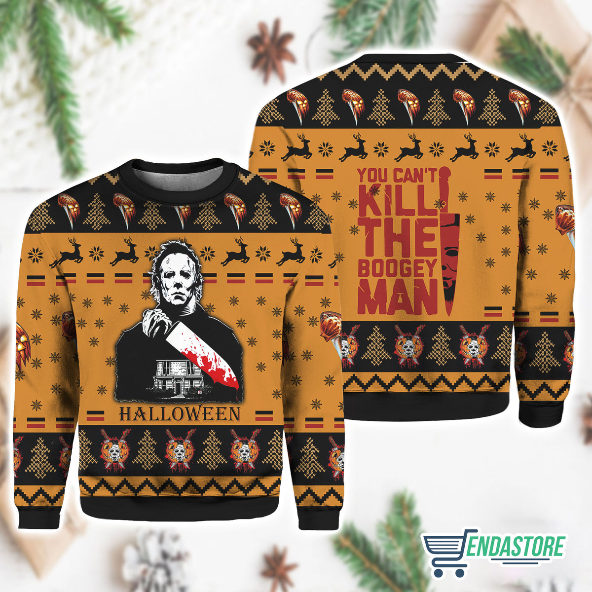 Michael Myers You Can’t Kill The Boogeyman 3D Ugly Christmas Sweater - Holiday Gift product image 4