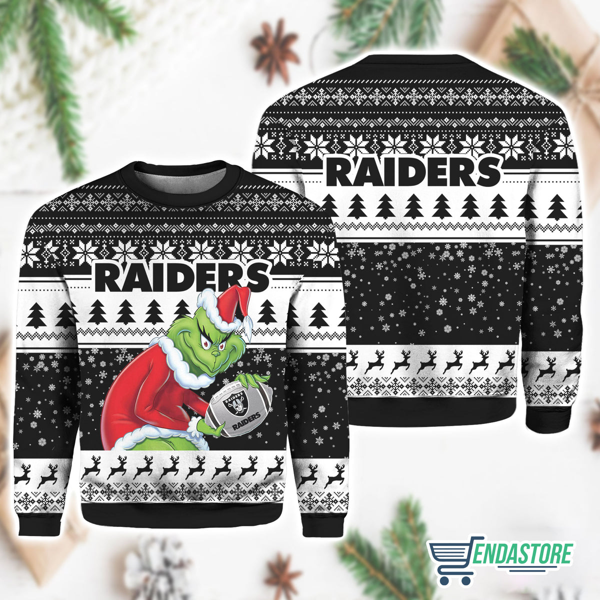 Vegas Raiders Grnch 3D Ugly Christmas Sweater - Holiday Gift product image 3