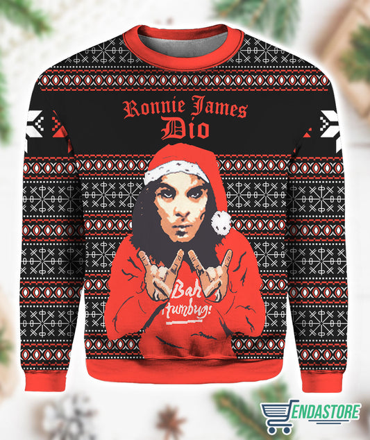 Vintage Ronnie James Dio Bah Humbug Limited Edition 3D Ugly Christmas Sweater - Holiday Gift product image 2