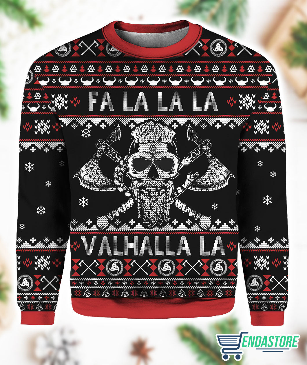 Fa La La Valhalla Viking Skull 3D Ugly Christmas Sweater - Gift Idea product image 2