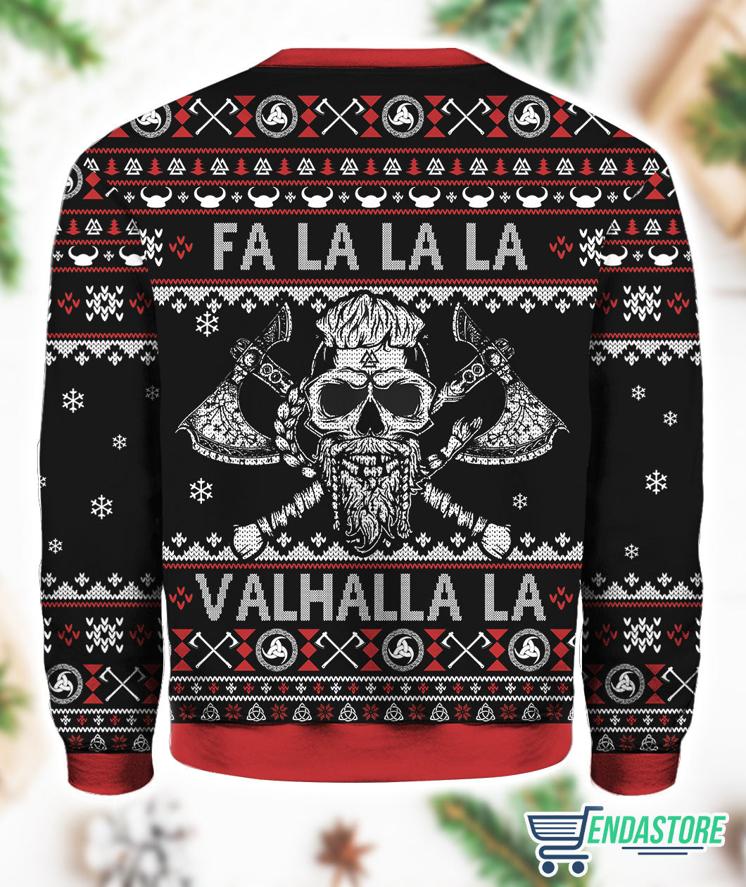 Fa La La Valhalla Viking Skull 3D Ugly Christmas Sweater - Gift Idea product image 3