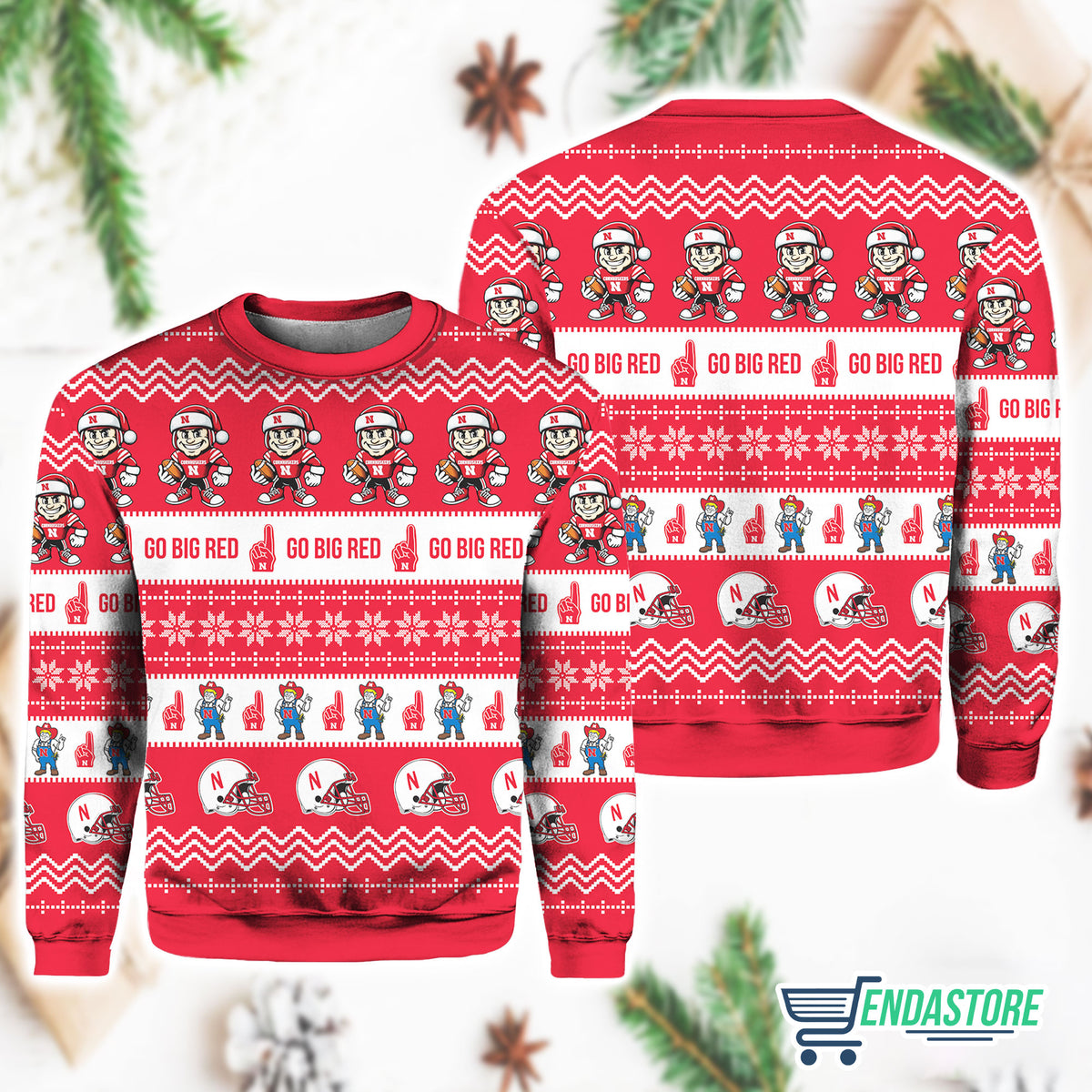 Nebraska Huskers Go Big Red 3D Ugly Christmas Sweater - Holiday Gift product image