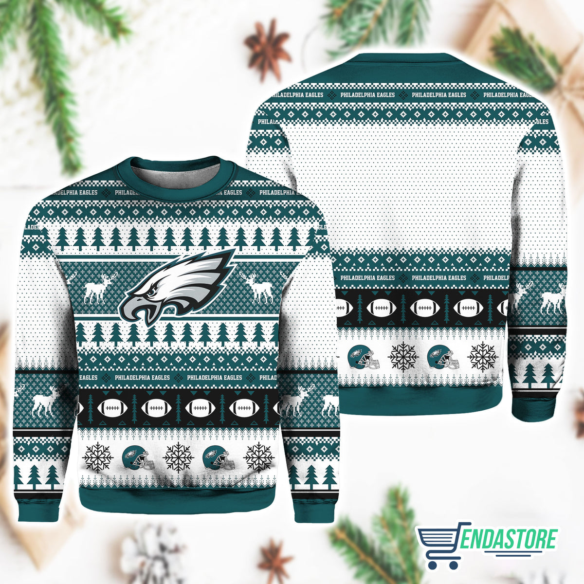 Personalized Eagle Football 3D Ugly Christmas Sweater - Holiday Gift product image