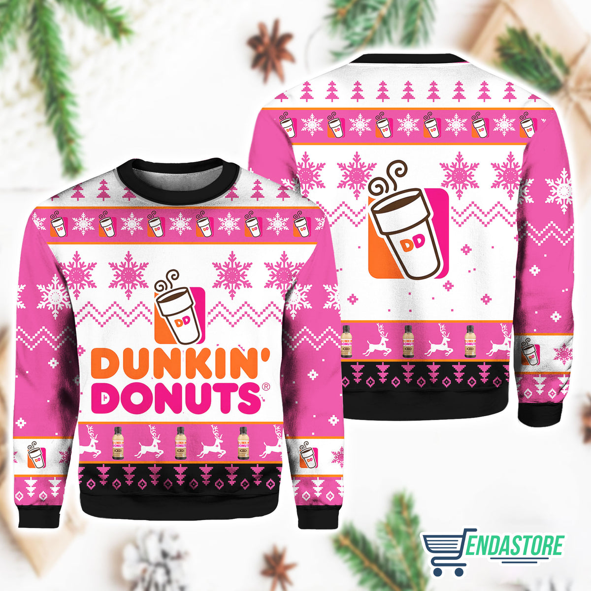 Personalized Name Dunkin Donuts 3D Christmas Sweater - Holiday Gift product image 3