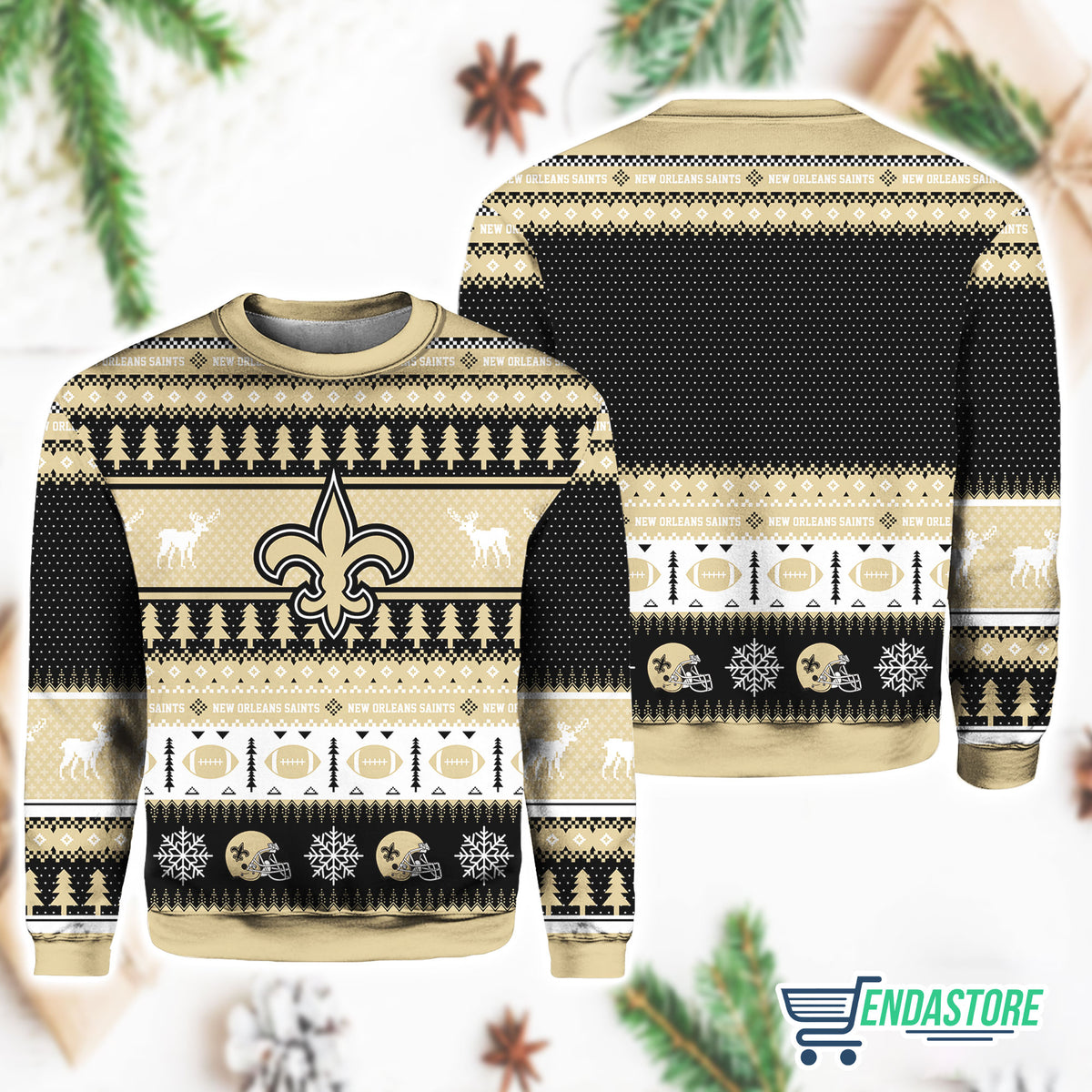 Personalized Saints Football 3D Ugly Christmas Sweater - Holiday Gift product image