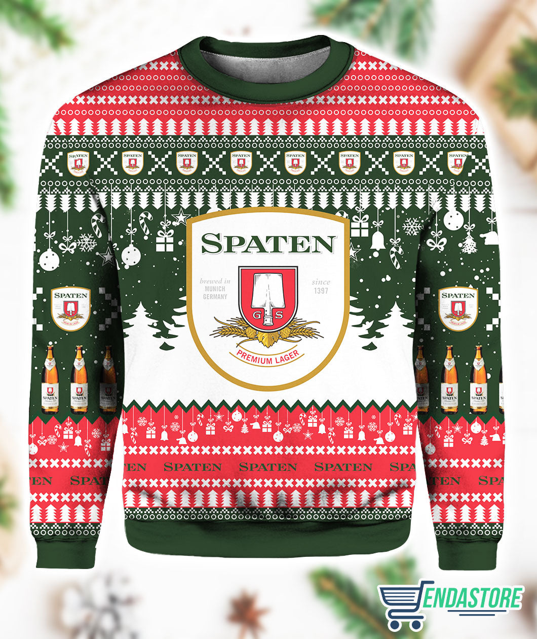 Spaten German Beer 3D Ugly Christmas Sweater - Holiday Gift product image 2