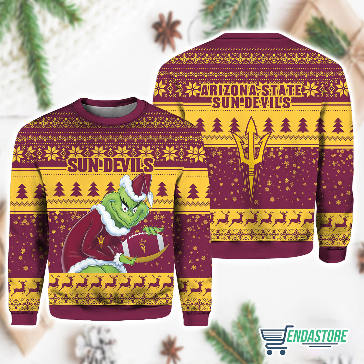 Sun Devils Grnch 3D Ugly Christmas Sweater - Holiday Gift product image 3