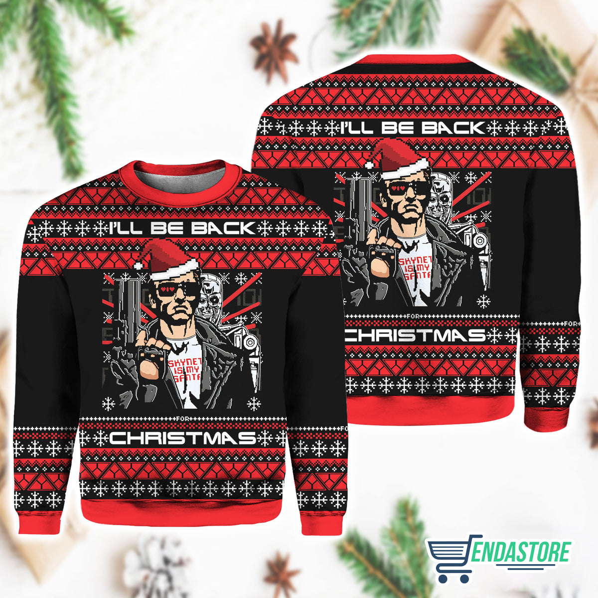Terminator I’ll Be Back A Very Cyber 3D Ugly Christmas Sweater - Holiday Gift product image