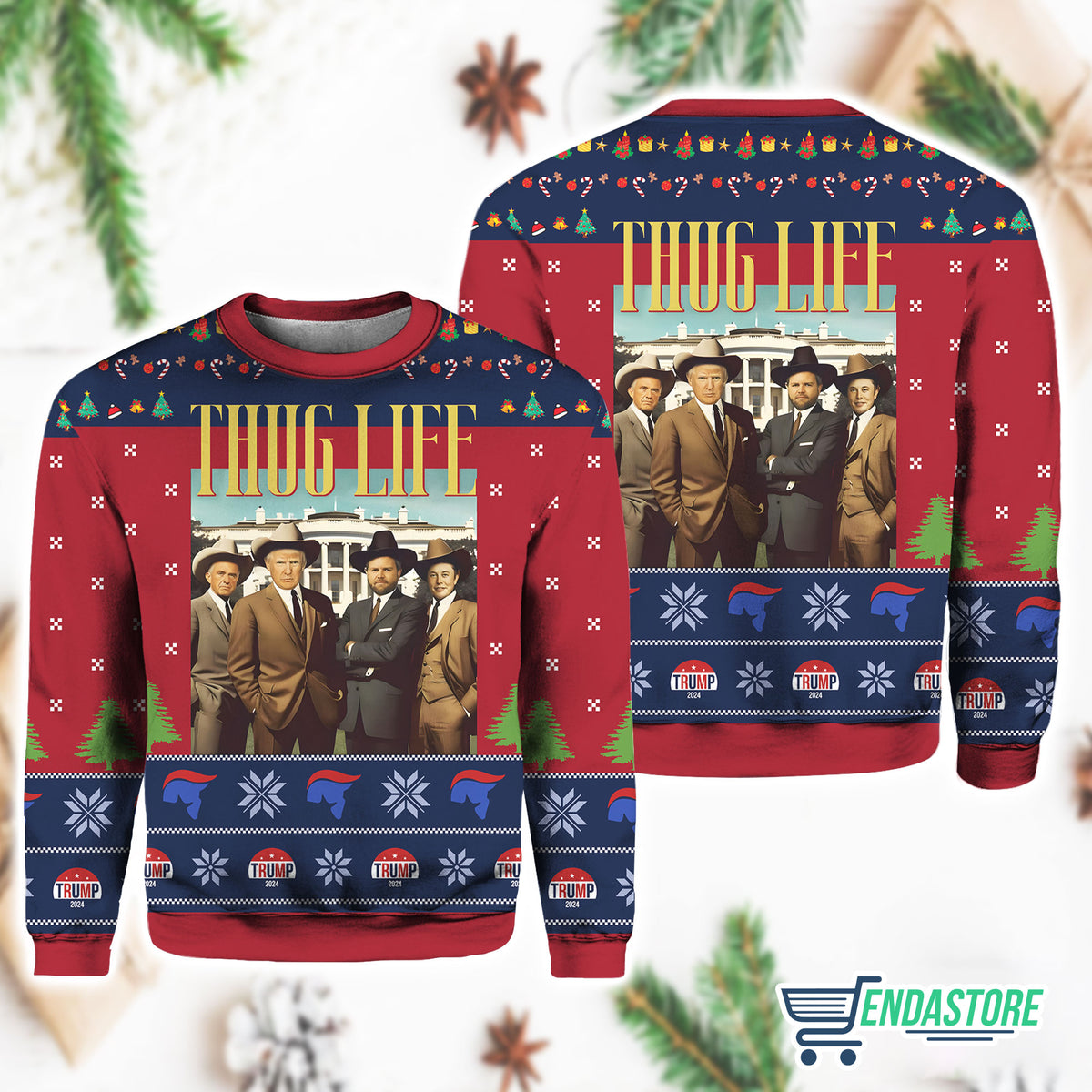 Trump Thug Life Christmas 3D Ugly Christmas Sweater - Holiday Gift product image 3