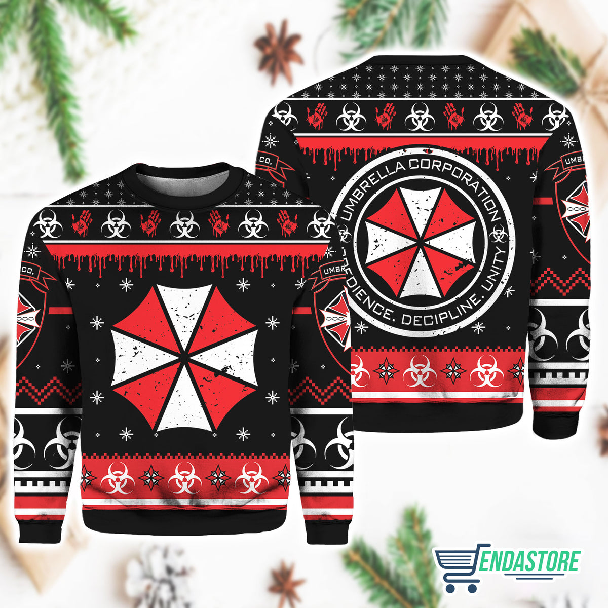 Umbrella Co. Resident Evil 3D Ugly Christmas Sweater - Holiday Gift product image 4