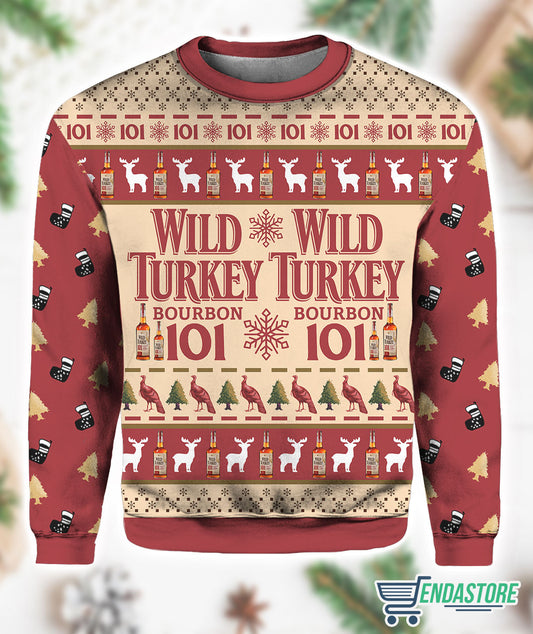 Wild Turkey Bourbon 3D Ugly Christmas Sweater - Holiday Gift product image