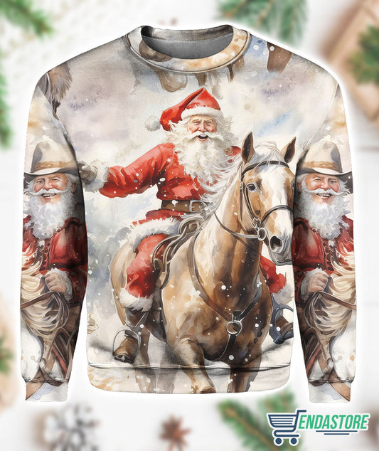 Women’s Western Santa Print Sweatshirt 3D Christmas Sweater - Holiday Gift product image 2