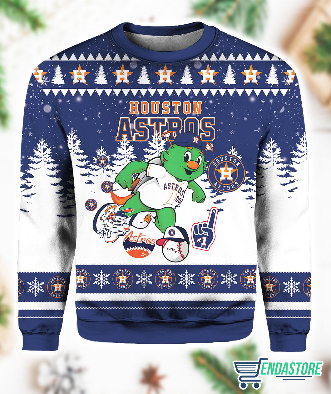 Astros Mascot Orbit 3D Ugly Christmas Sweater - Holiday Gift product image 2