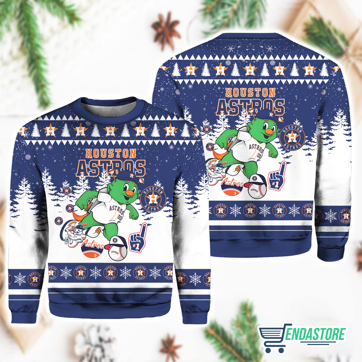 Astros Mascot Orbit 3D Ugly Christmas Sweater - Holiday Gift product image 4