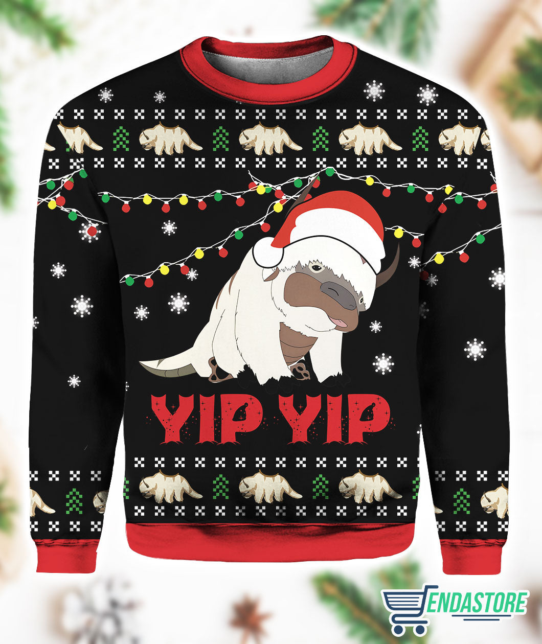Appa Sky Bison yip yip 3D Ugly Christmas Sweater - Holiday Gift product image 2
