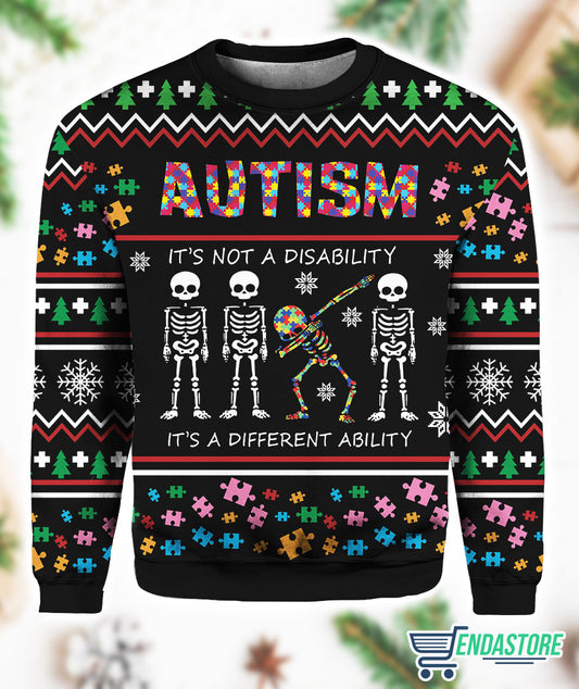 Autism It’s Not A Disability It’s A Different 3D Ugly Christmas Sweater - Holiday Gift product image 2