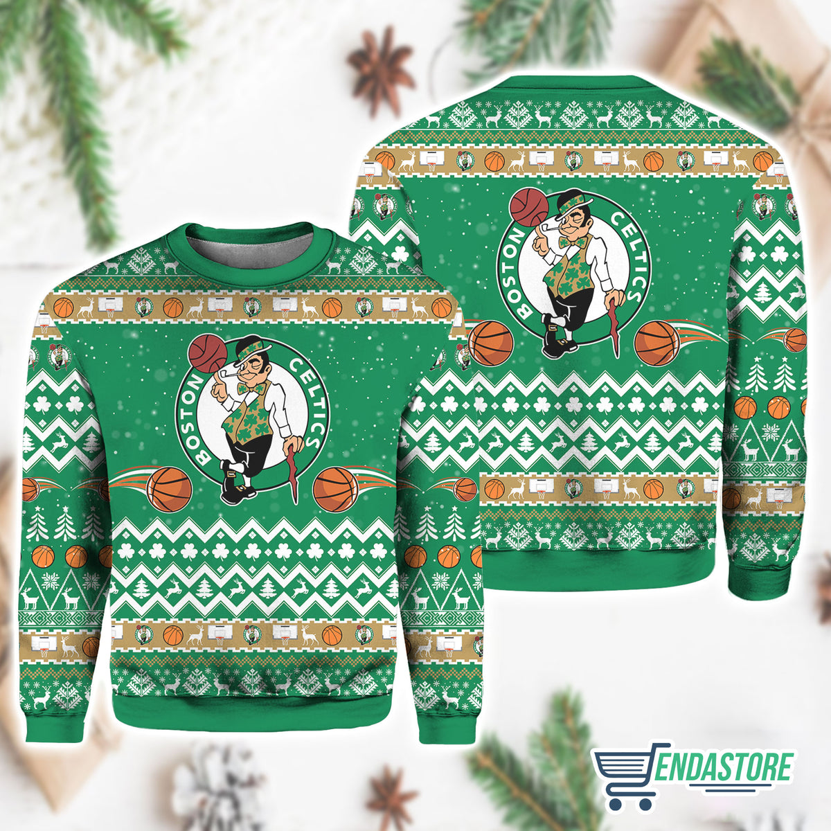 Boston Celtics 3D Ugly Christmas Sweater - Holiday Gift product image 3
