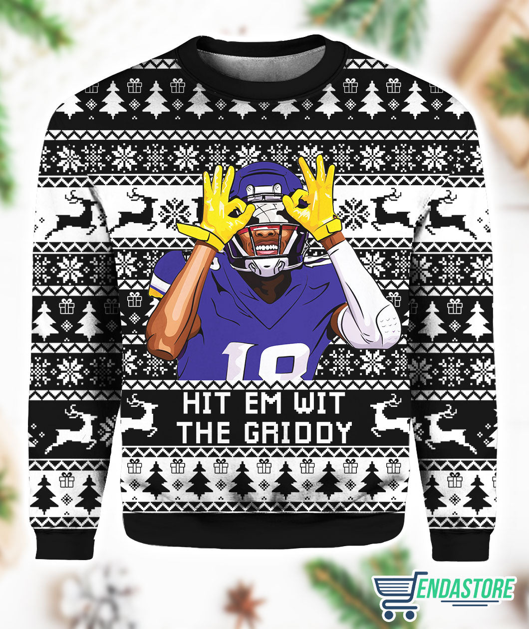 Justin Jefferson Hit Them With The Griddy 3D Ugly Christmas Sweater - Holiday Gift product image 2