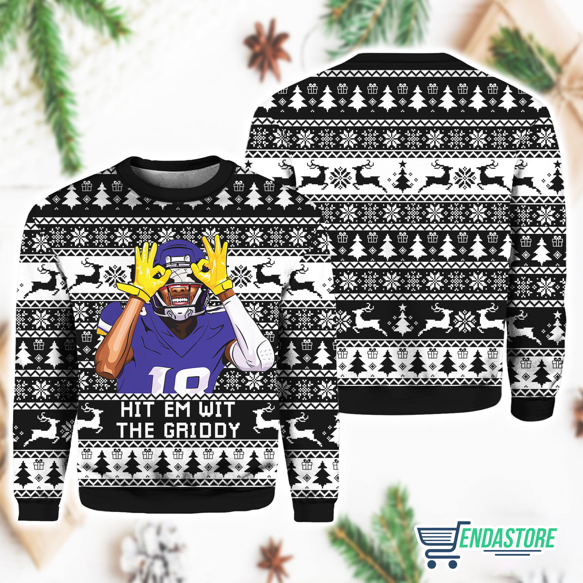 Justin Jefferson Hit Them With The Griddy 3D Ugly Christmas Sweater - Holiday Gift product image 4