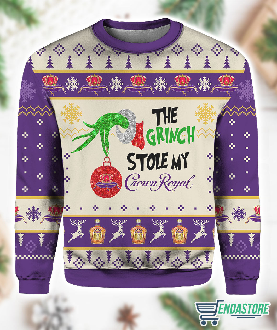 The Grnch Stole My Crown Royal 3D Christmas Sweater - Holiday Gift product image