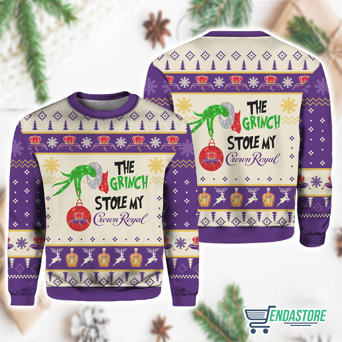 The Grnch Stole My Crown Royal 3D Christmas Sweater - Holiday Gift product image 3