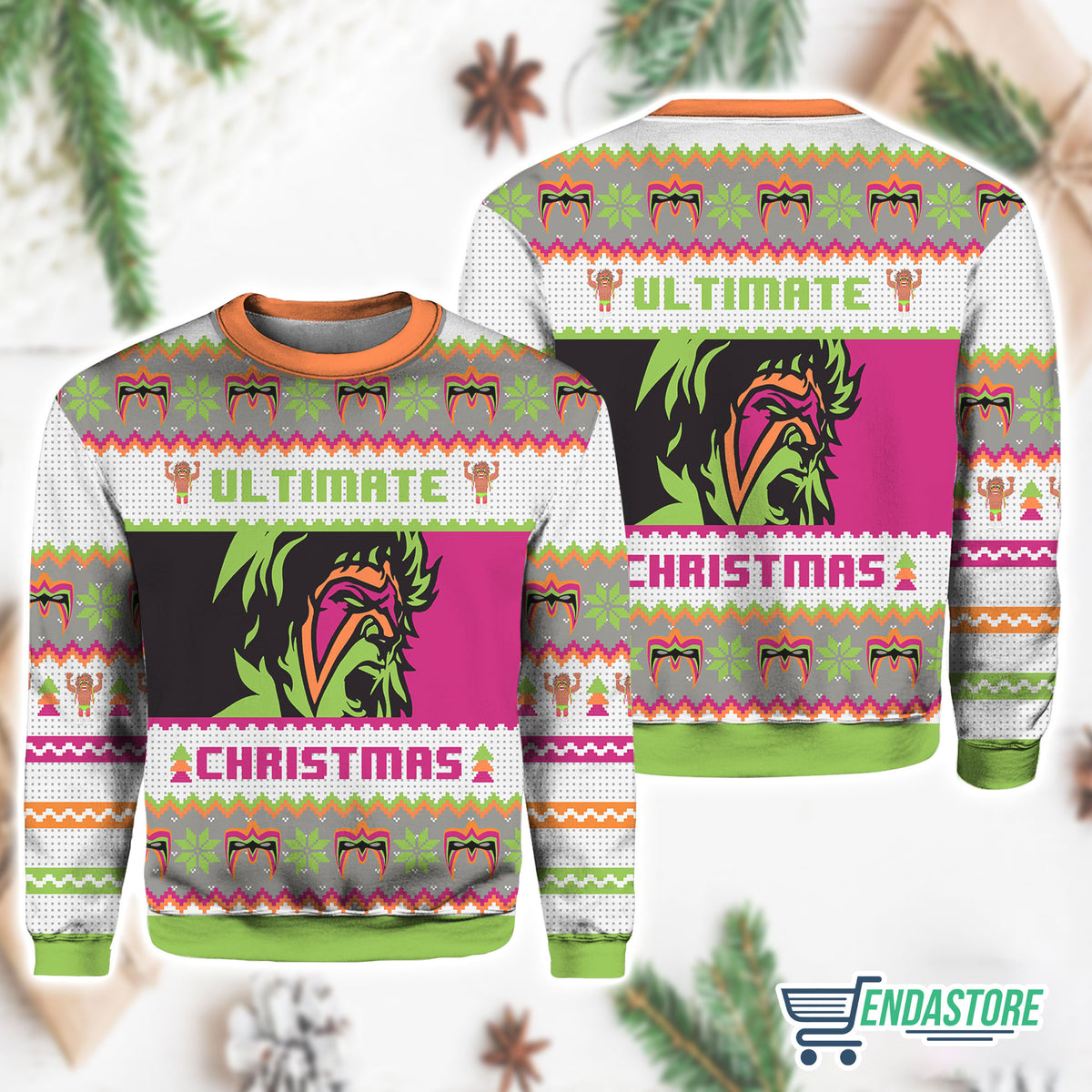 Ultimate Warrior Christmas Pro Wrestling 3D Ugly Christmas Sweater - Holiday Gift product image 3
