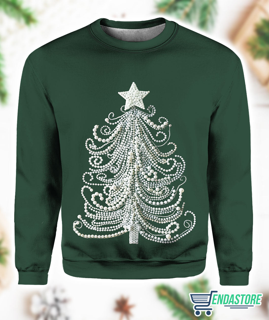Green Women’s Classy Christmas Tree Print Crew Neck Sweatshirt 3D Christmas Sweater - Holiday Gift product image 2
