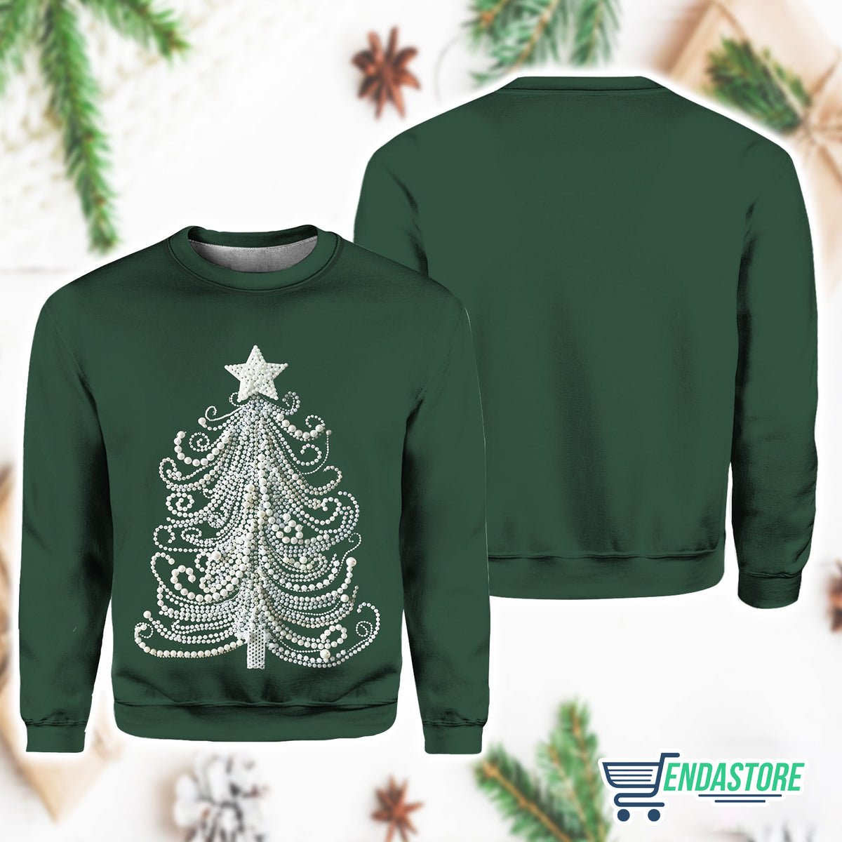 Green Women’s Classy Christmas Tree Print Crew Neck Sweatshirt 3D Christmas Sweater - Holiday Gift product image 4
