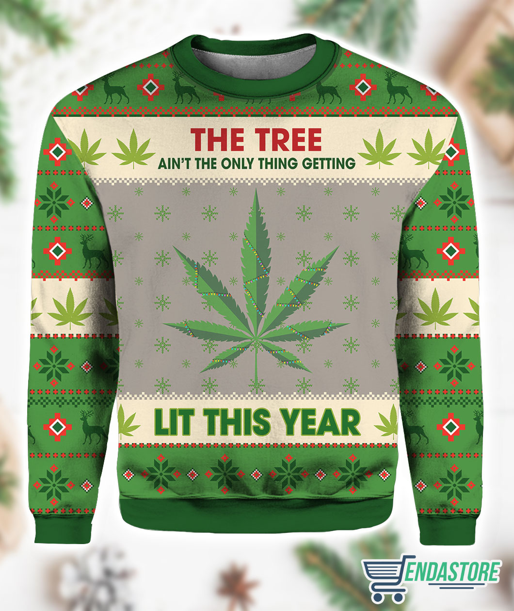 Hobby Lit This Year Weed 3D Ugly Christmas Sweater - Holiday Gift product image
