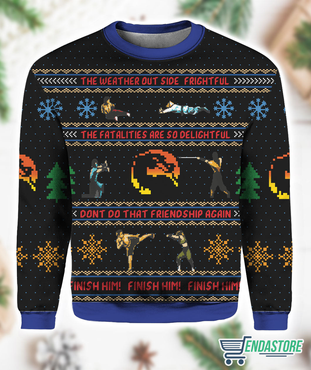 Finish Him Mortal Kombat 3D Ugly Christmas Sweater - Holiday Gift product image
