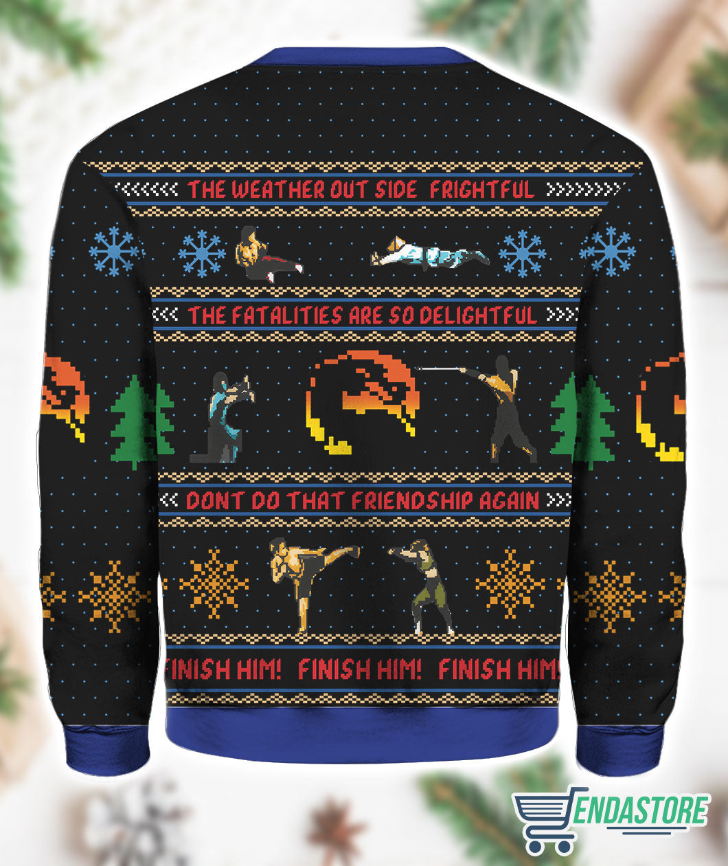 Finish Him Mortal Kombat 3D Ugly Christmas Sweater - Holiday Gift product image 2