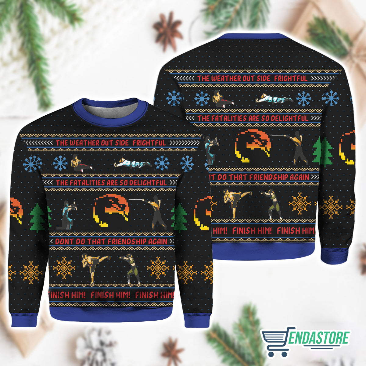 Finish Him Mortal Kombat 3D Ugly Christmas Sweater - Holiday Gift product image 3