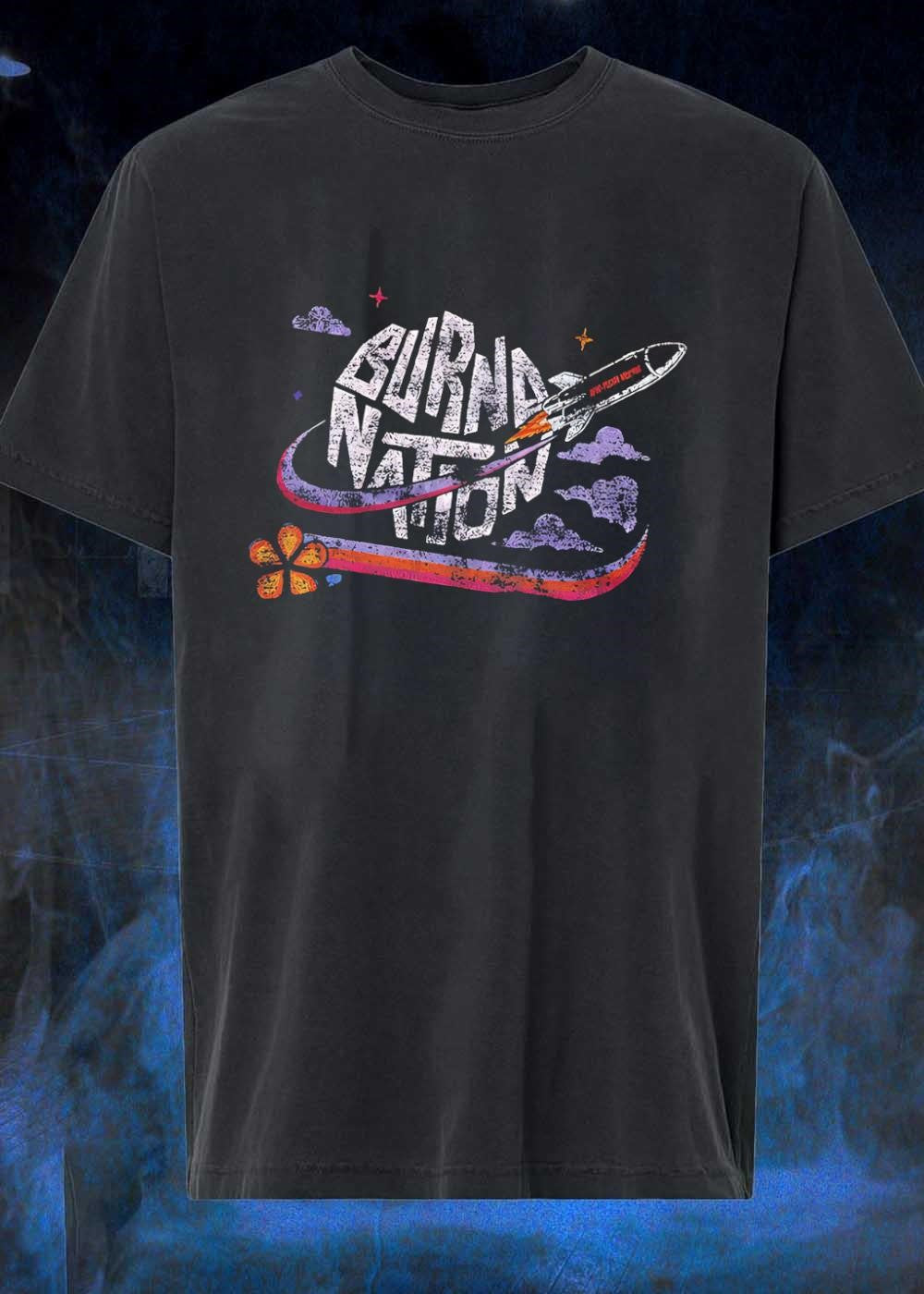 Burn Nation Blast Off Rocket Space Flower Retro - Adult & Kids T-Shirts, Sweatshirts & Hoodies apparel design preview 1
