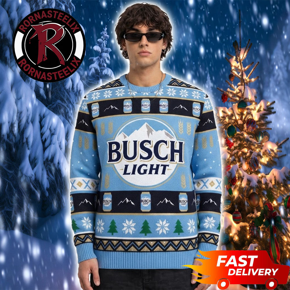 Busch Light Beer Light Blue Ugly Christmas Sweater - Holiday Gift product image