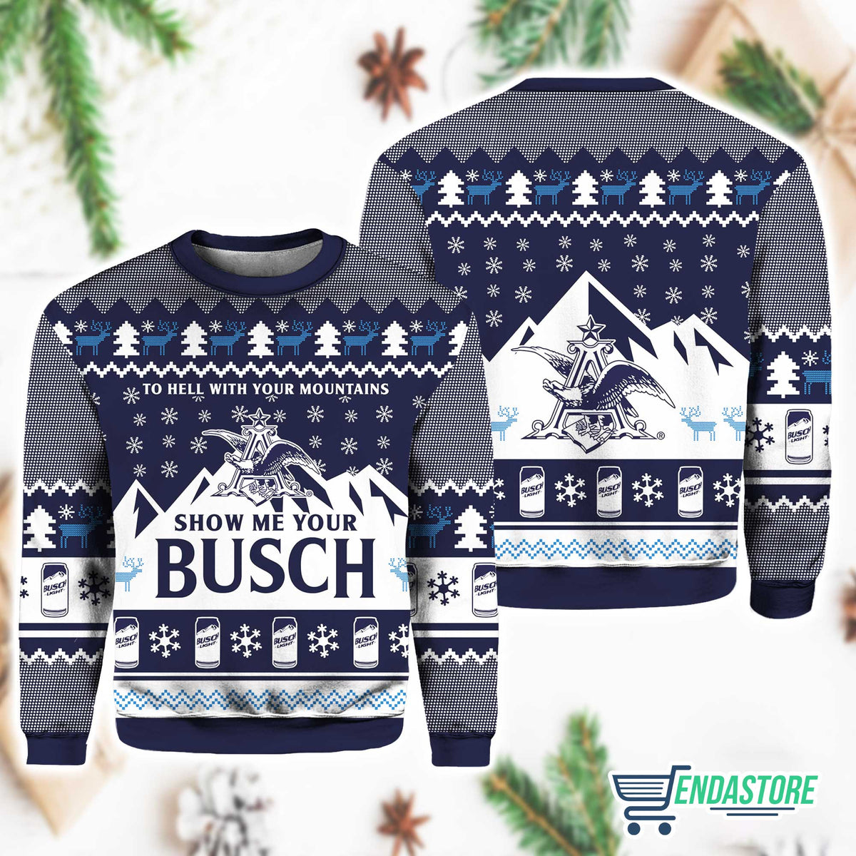 Busch Light Beer 3D Ugly Christmas Sweater - Holiday Gift product image 2