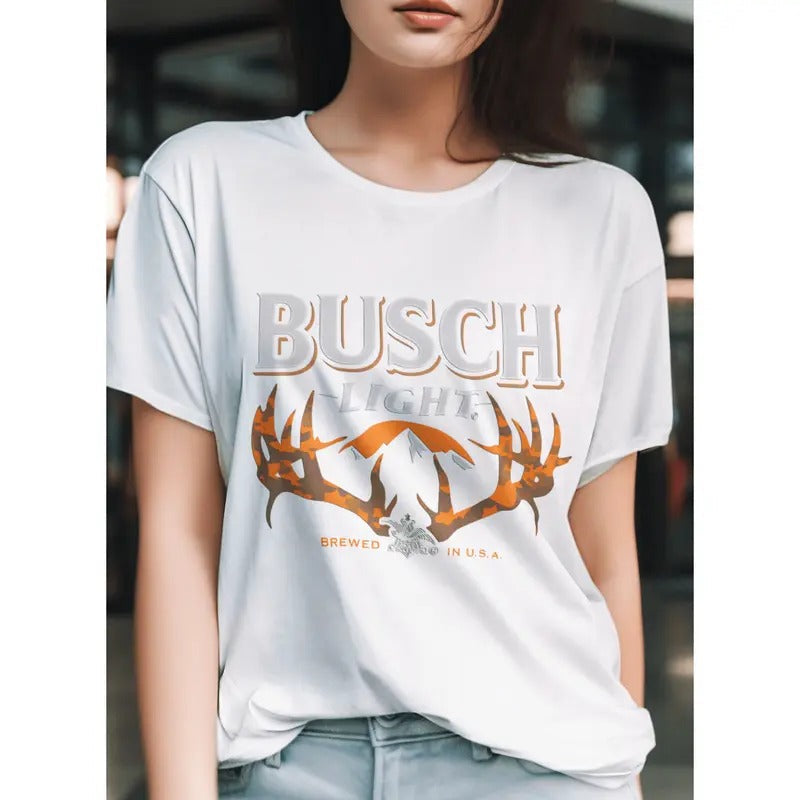 Busch Light Camouflaged Antlers Funny Teeshirt Summer - Adult & Kids T-Shirts, Sweatshirts & Hoodies apparel design preview 1