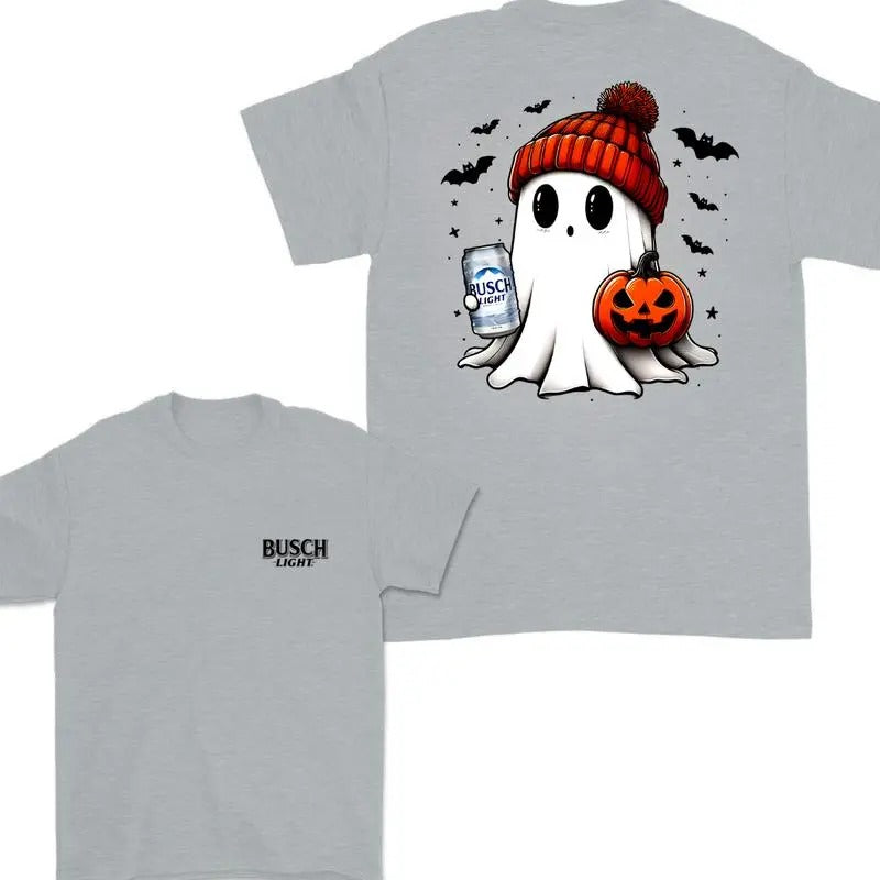 Busch Light Ghost Cute Pumpkin Halloween Double Sided - Adult & Kids T-Shirts, Sweatshirts & Hoodies apparel design preview 1