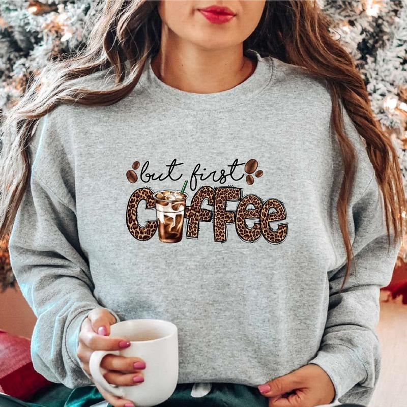 But First Coffee Lover Leopard Cups Addict - Adult & Kids T-Shirts, Sweatshirts & Hoodies apparel design preview 1