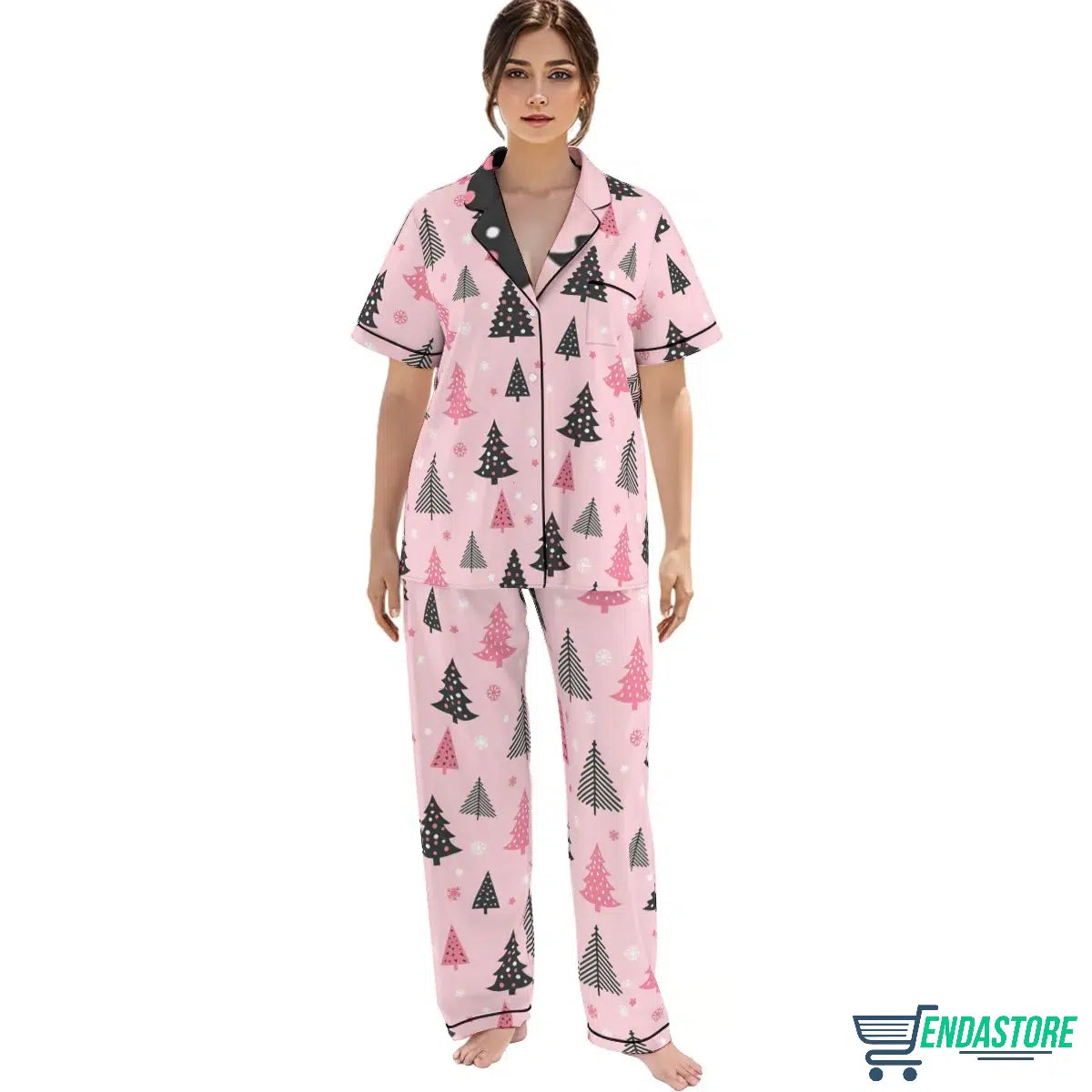 Buttery Soft Pink Christmas Tree Pajama Set 3D Christmas Sweater - Holiday Gift product image 2