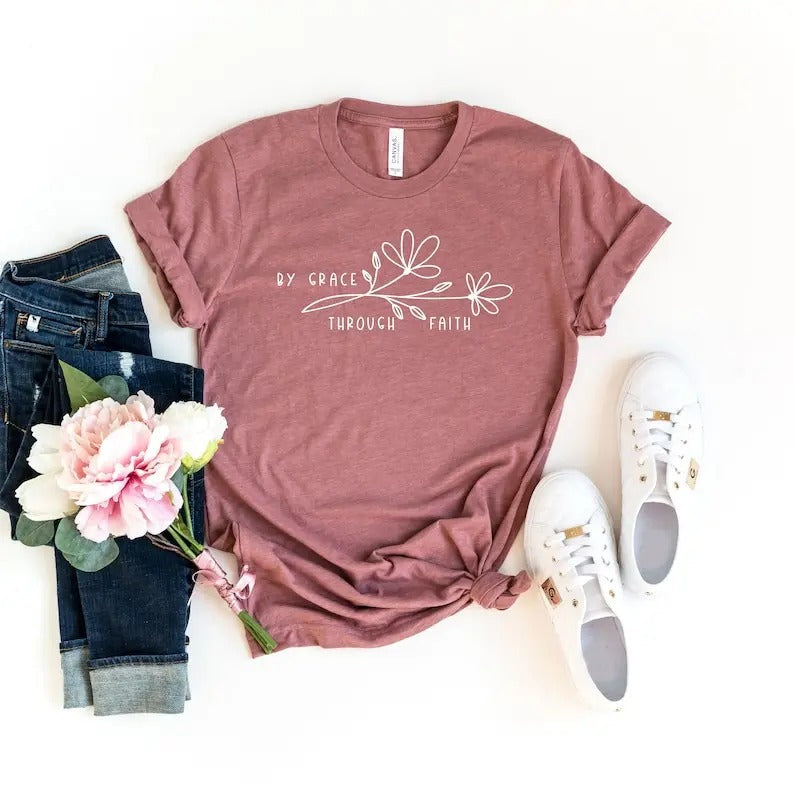 Grace Through Faith Christian Woman Bible Verse - Adult & Kids T-Shirts, Sweatshirts & Hoodies apparel design preview 1