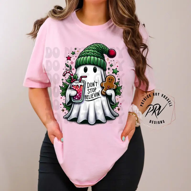 DON'T STOP BELIEVING GHOST Cotton Womenswear Top Fit - Adult & Kids T-Shirts, Sweatshirts & Hoodies apparel design preview 1