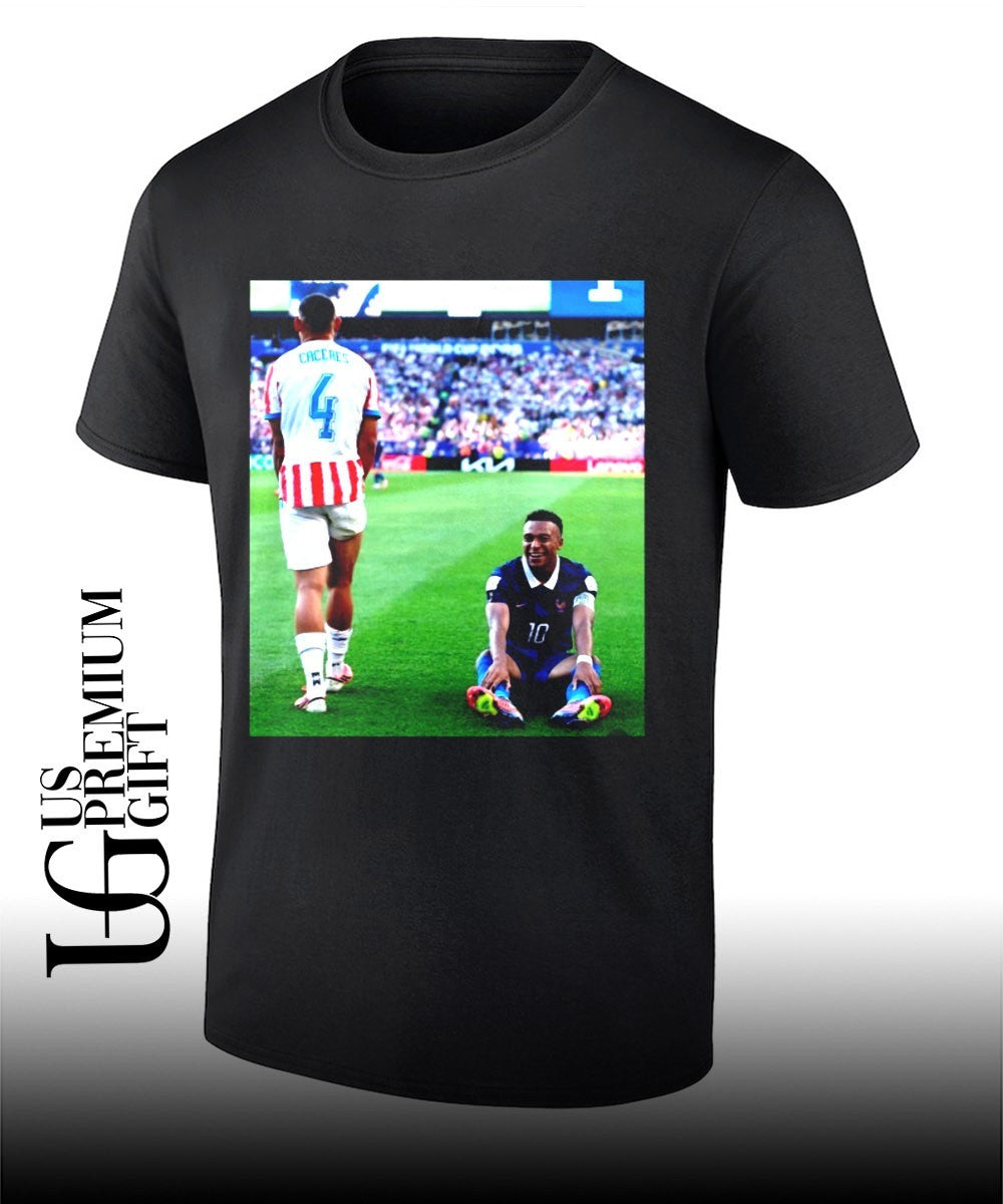Caceres Mbappe celebration France over Paraguay 2026 - Adult & Kids T-Shirts, Sweatshirts & Hoodies apparel design preview 1