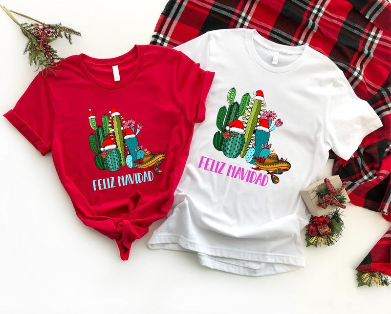 Cactus Feliz Navidad Mexican Family Xmas Spanish - Adult & Kids T-Shirts, Sweatshirts & Hoodies apparel design preview 1