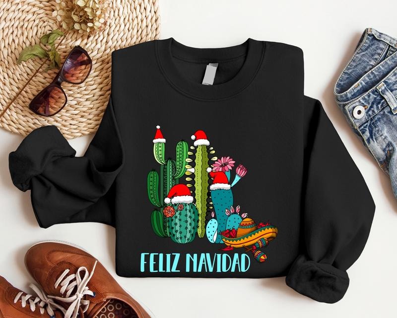Cactus Feliz Navidad Mexican Family Xmas Spanish - Adult & Kids T-Shirts, Sweatshirts & Hoodies apparel design preview 1
